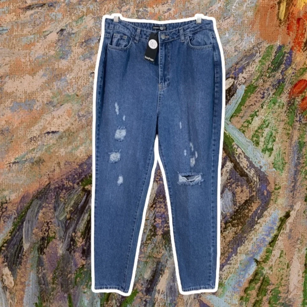 Boohoo tall distressed mom jeans 10 10T